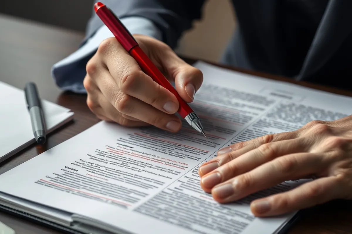 Editor marking corrections on a printed article with a red pen